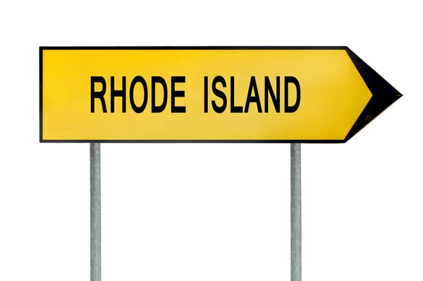 黄色的街头概念标志上白色孤立罗德岛 — 图库照片