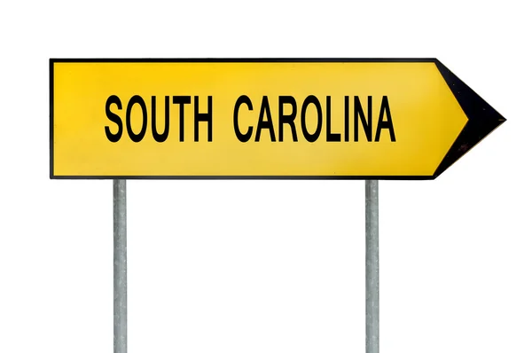 Gelbes Straßenschild South Carolina isoliert auf weiß — Stockfoto