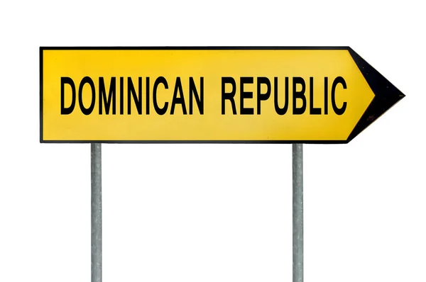 Желтая улица концептуальный знак Доминиканская Республика город изолирован на W — стоковое фото