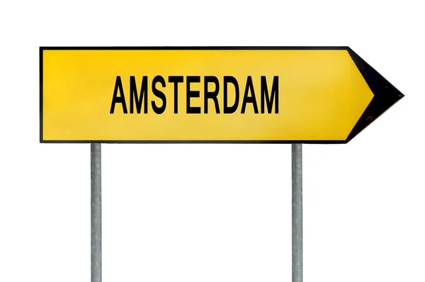 Yellow street concept sign Amsterdam isolated on white — Stock Photo, Image
