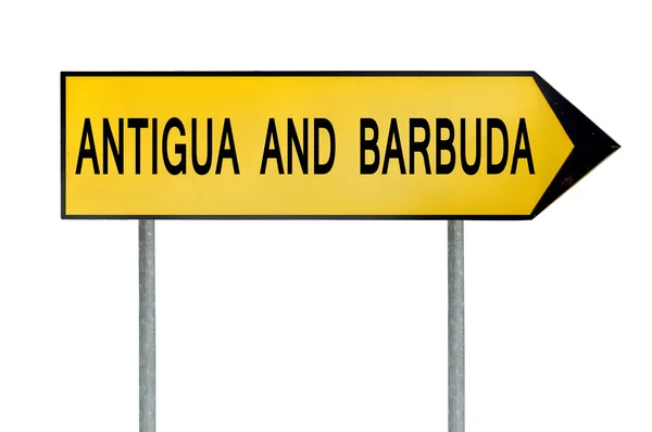 Signo de concepto de calle amarilla Antigua y Barbuda aislado en blanco — Foto de Stock