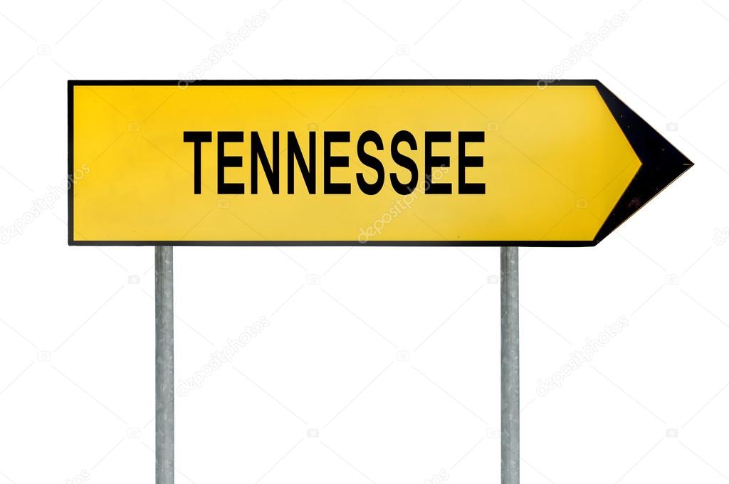 Yellow street concept sign Tennessee isolated on white