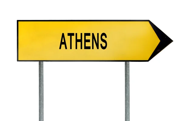 Gelbes Straßenschild athens isoliert auf weiß — Stockfoto