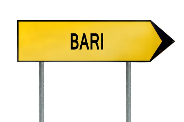 Yellow street concept sign Bari isolated on white — Stock Photo, Image