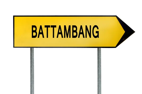 Gelbes Straßenschild battambang isoliert auf weiß — Stockfoto