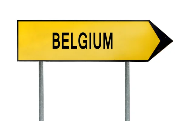 Yellow street concept sign Belgium isolated on white — Stock Photo, Image