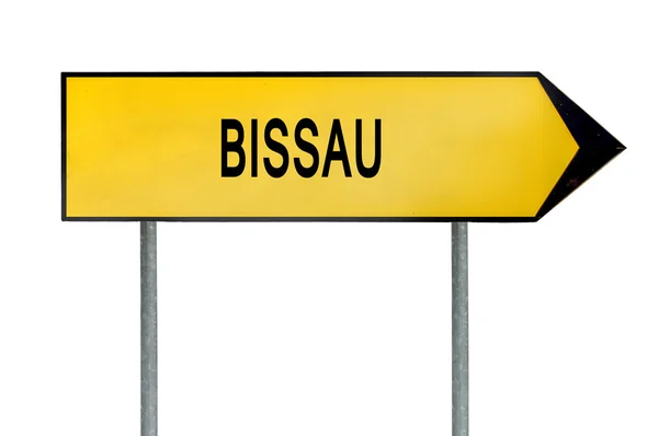 Yellow street concept sign Bissau city isolated on white — Stock Photo, Image