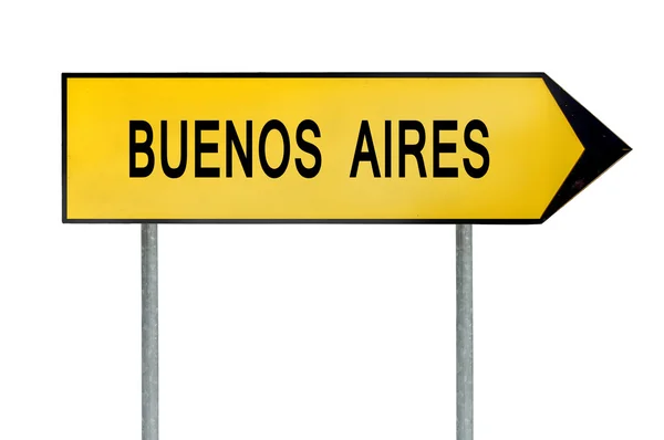 黄色のストリート コンセプト サイン ブエノスアイレス白で隔離 — ストック写真