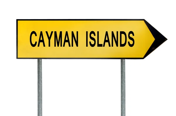 Концепція жовтий вулиці знак Кайманові острови ізольовані на білому — стокове фото