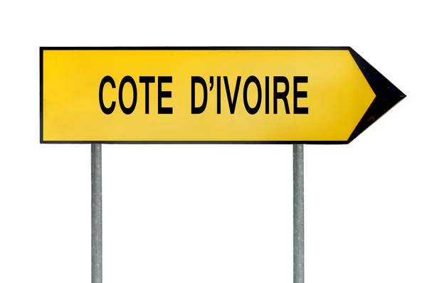 Signo de concepto de calle amarillo Cote d 'lvoire aislado en blanco — Foto de Stock