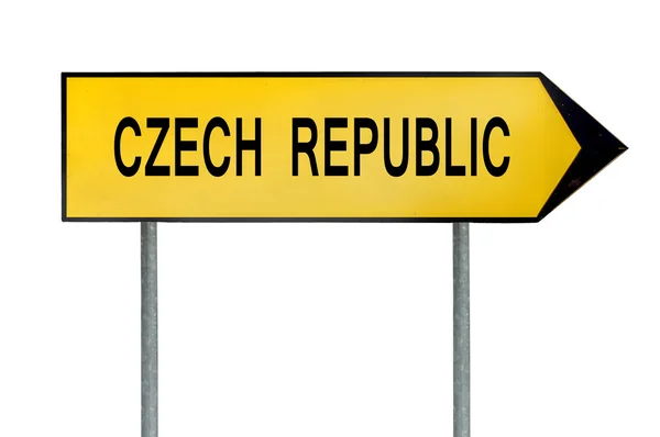 Żółty koncepcja ulica znak Republika Czeska na białym tle — Zdjęcie stockowe