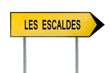 Les Escaldes beyaz izole işareti sokak kavramı sarı