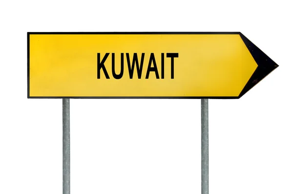 科威特孤立在白色的黄色的街头概念标志 — 图库照片