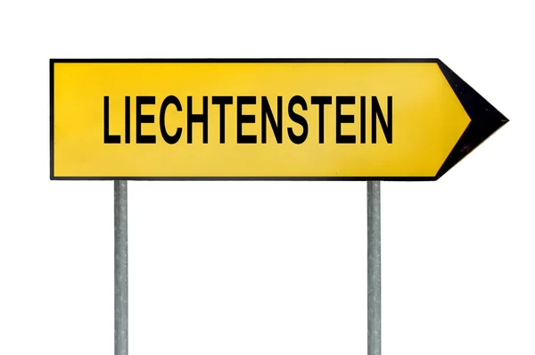 Panneau concept rue jaune Liechtenstein isolé sur blanc — Photo
