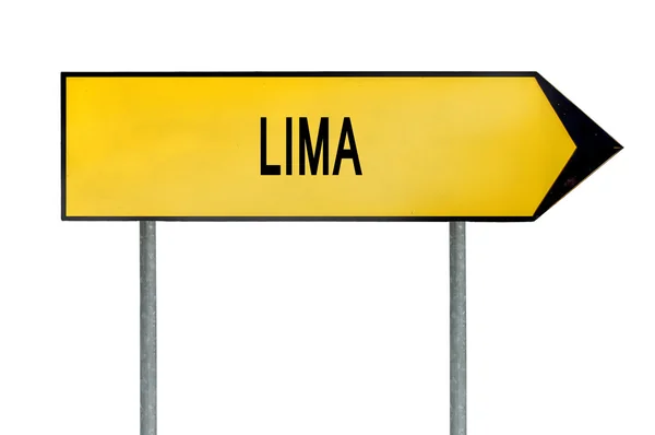 Signo de concepto de calle amarilla Lima aislada en blanco — Foto de Stock