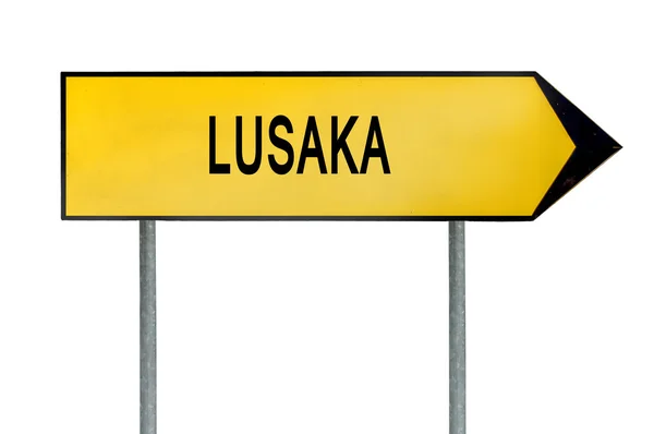 黄色的街头概念签署卢萨卡上白色孤立 — 图库照片