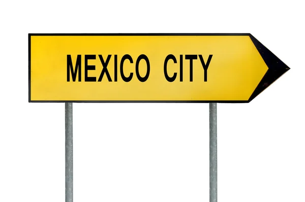 Yellow street concept sign Mexico city isolated on white — Stock Photo, Image