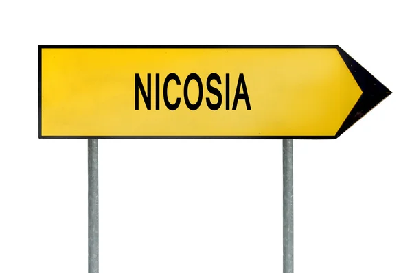 Signo de concepto de calle amarillo Nicosia aislado en blanco — Foto de Stock