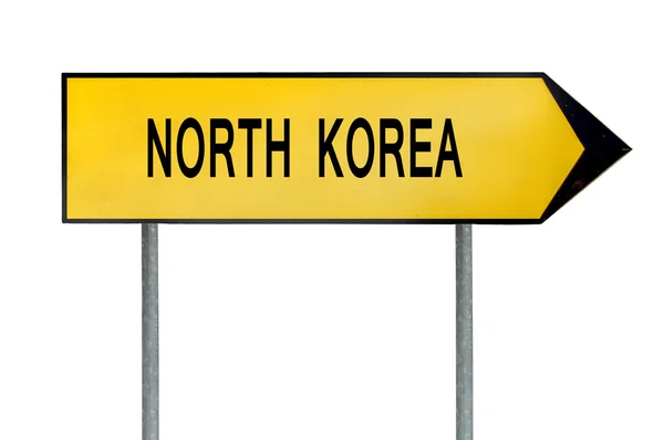Signo de concepto de calle amarilla Corea del Norte aislado en blanco — Foto de Stock