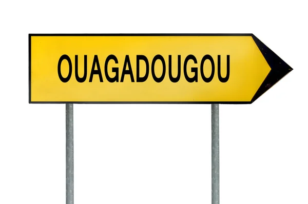 瓦加杜古孤立在白色的黄色的街头概念标志 — 图库照片