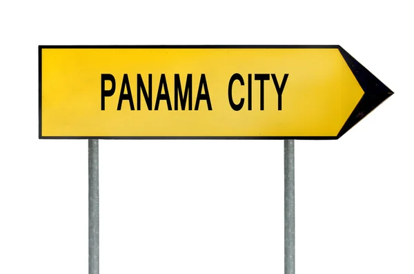 黄色のストリート コンセプト サイン白で隔離パナマ シティ — ストック写真