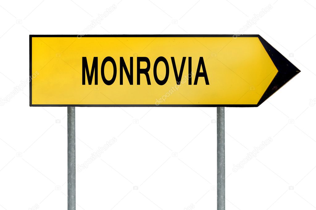 Yellow street concept sign Monrovia isolated on white