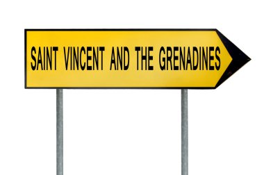 İşareti sarı sokak kavramı Saint Vincent ve üzerinde beyaz izole Grenadies