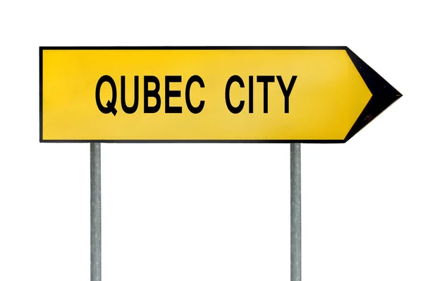 Quebec city üzerinde beyaz izole işareti sarı sokak kavramı — Stok fotoğraf