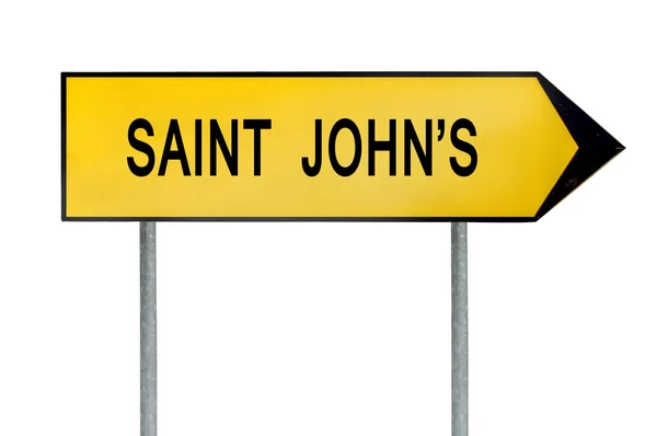Yellow street concept sign Saint John's isolated on white — Stock Photo, Image