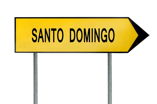 Znak żółty ulicy koncepcja na białym tle miasta Santo Domingo — Zdjęcie stockowe