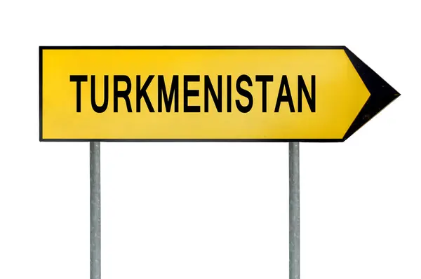 Yellow street concept sign Turkmenistan isolated on white — Stock Photo, Image