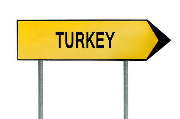 Yellow street concept sign Turkey isolated on white — Stock Photo, Image