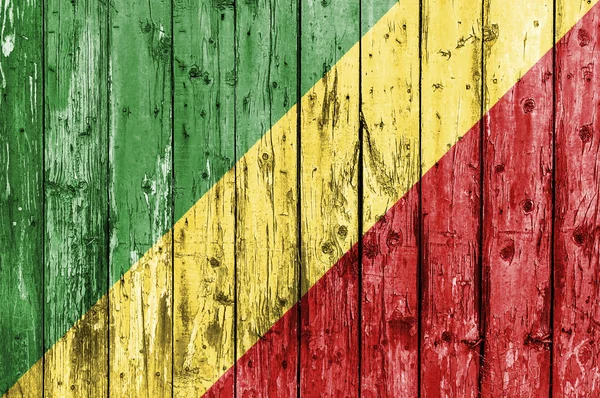 Bandeira da República do Congo pintada em moldura de madeira — Fotografia de Stock