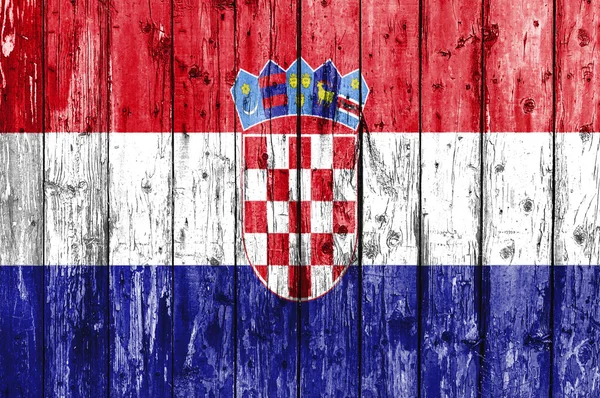 Bandera de Croacia pintada sobre marco de madera — Foto de Stock