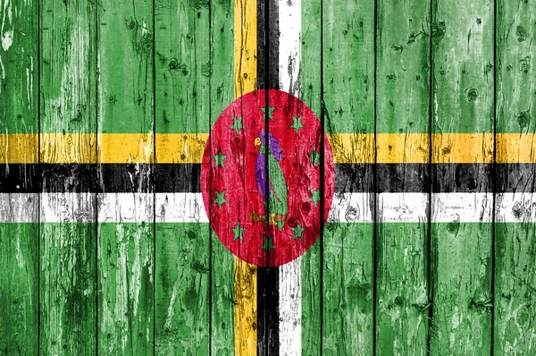 Flag of Dominica painted on wooden frame — Stock Photo, Image