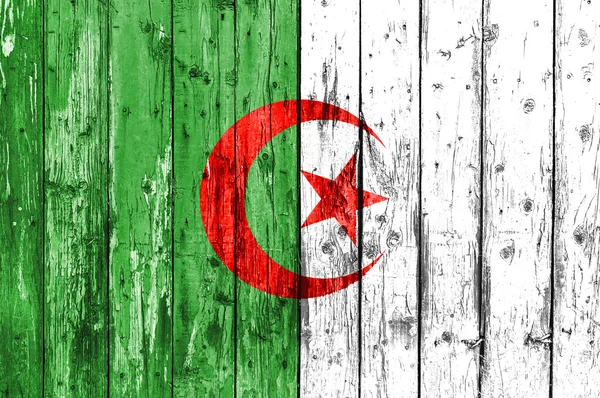 Drapeau de l'Algérie peint sur cadre en bois — Photo
