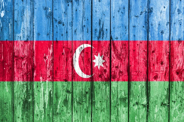 Drapeau de l'Azerbaïdjan peint sur cadre en bois — Photo