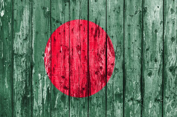 Drapeau du Bangladesh peint sur cadre en bois — Photo