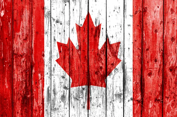 Bandera de Canadá pintada sobre marco de madera — Foto de Stock