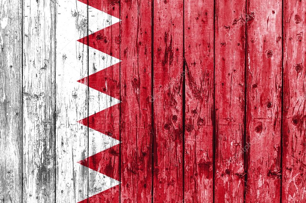 Flag of Bahrain painted on wooden frame