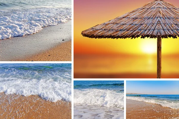 Collage mar playa imagen fondo — Foto de Stock