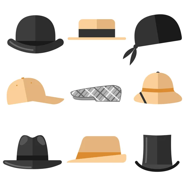 Sombreros para hombre conjunto — Vector de stock