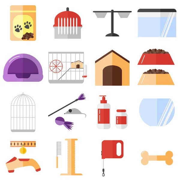 Evde beslenen hayvan dükkan Icons set