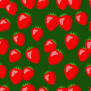 Yeşil arka planda çilekler.