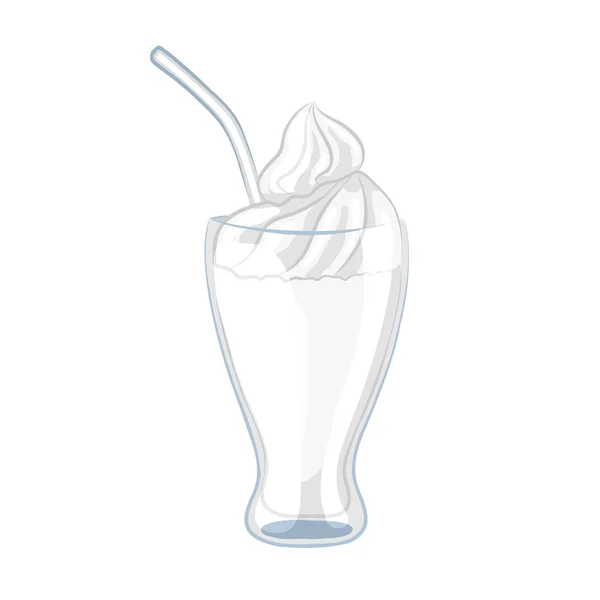 Batido con crema batida en un vaso de precipitados. Icono de dibujos animados . — Vector de stock