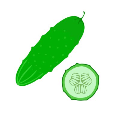 Yeşil salatalık ikonu. Web için taze gıda vektör simgelerinin karikatür çizimi