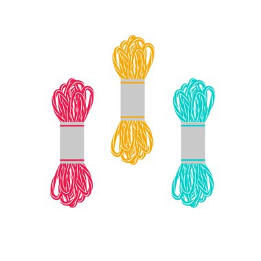Beyaz arkaplandaki renkli ipliğin vektör çizimi