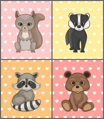 Bir grup şirin hayvan, vektör illüstrasyon