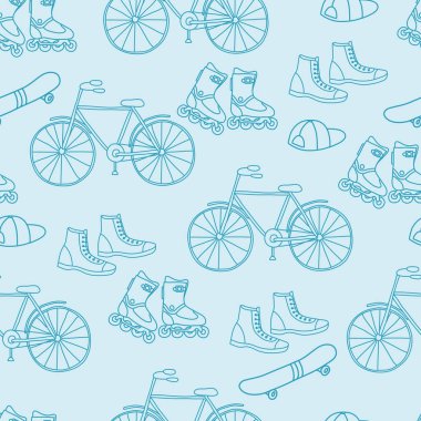 Elle çizilmiş bisikletli pürüzsüz desen