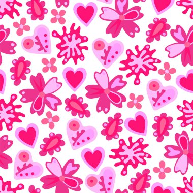 Pembe kalpler ve çiçeklerle kusursuz desen